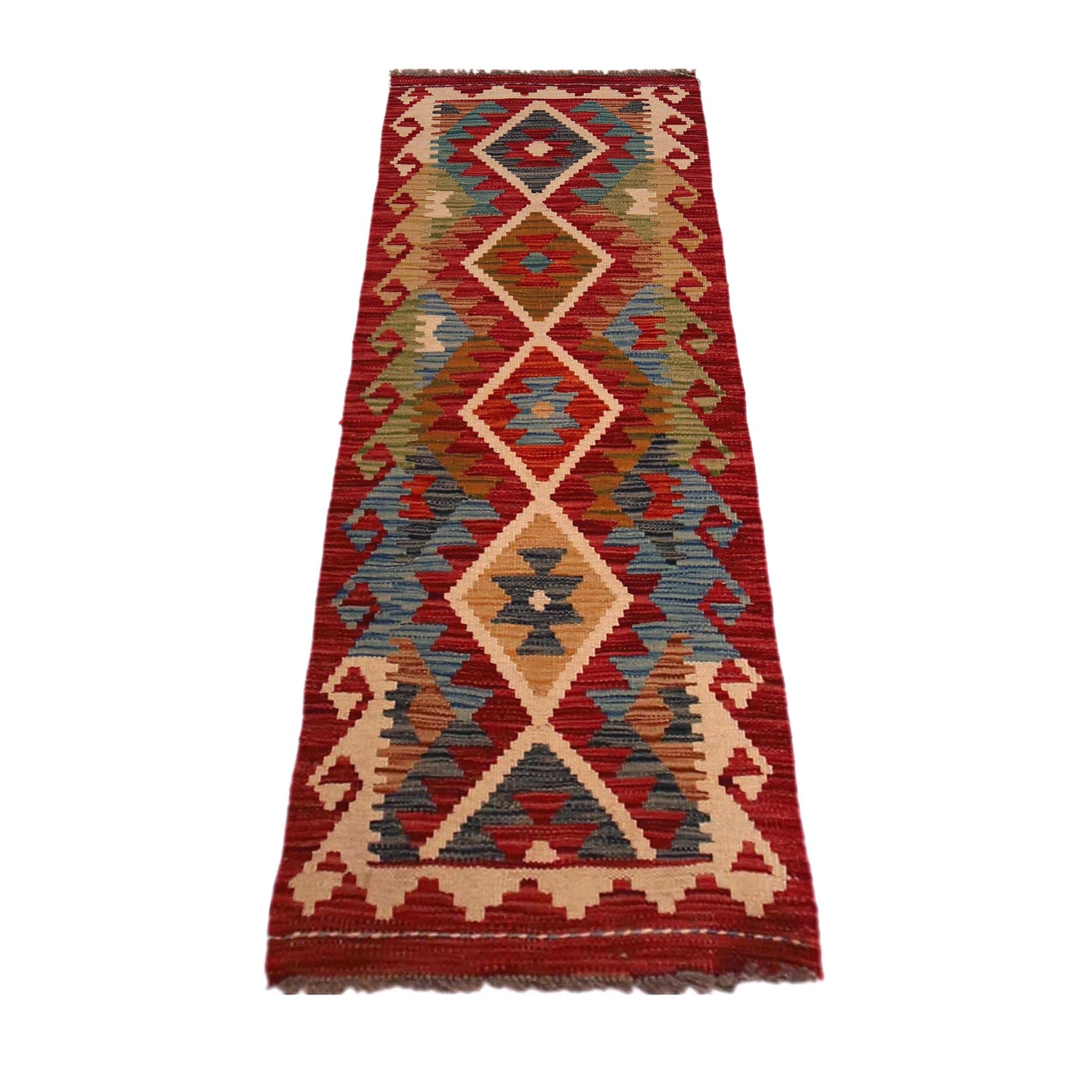 Handmade Turkish Design Wool Kilim Runner 1' 8" x 4' 10"  ft / 50 x 147 cm - No. W35942