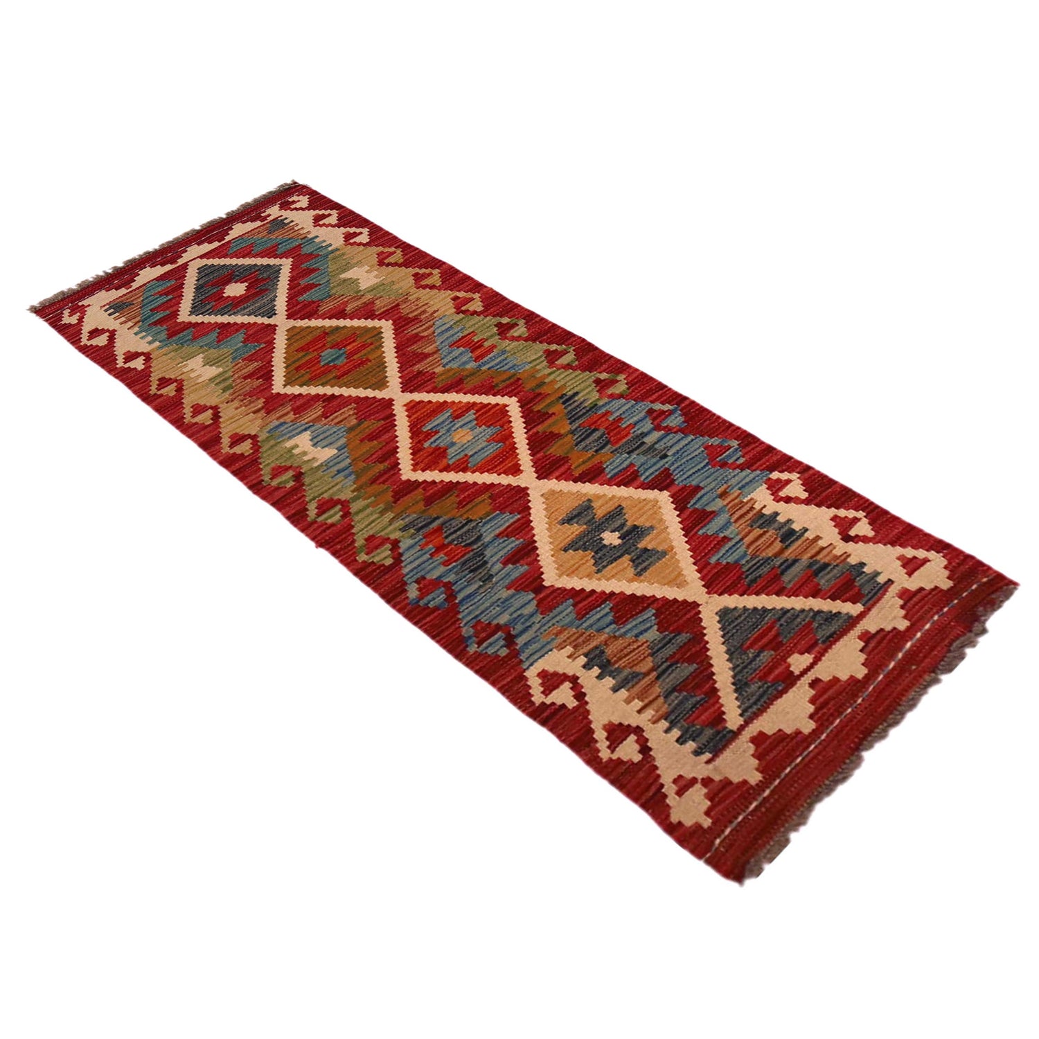 Handmade Turkish Design Wool Kilim Runner 1' 8" x 4' 10"  ft / 50 x 147 cm - No. W35942