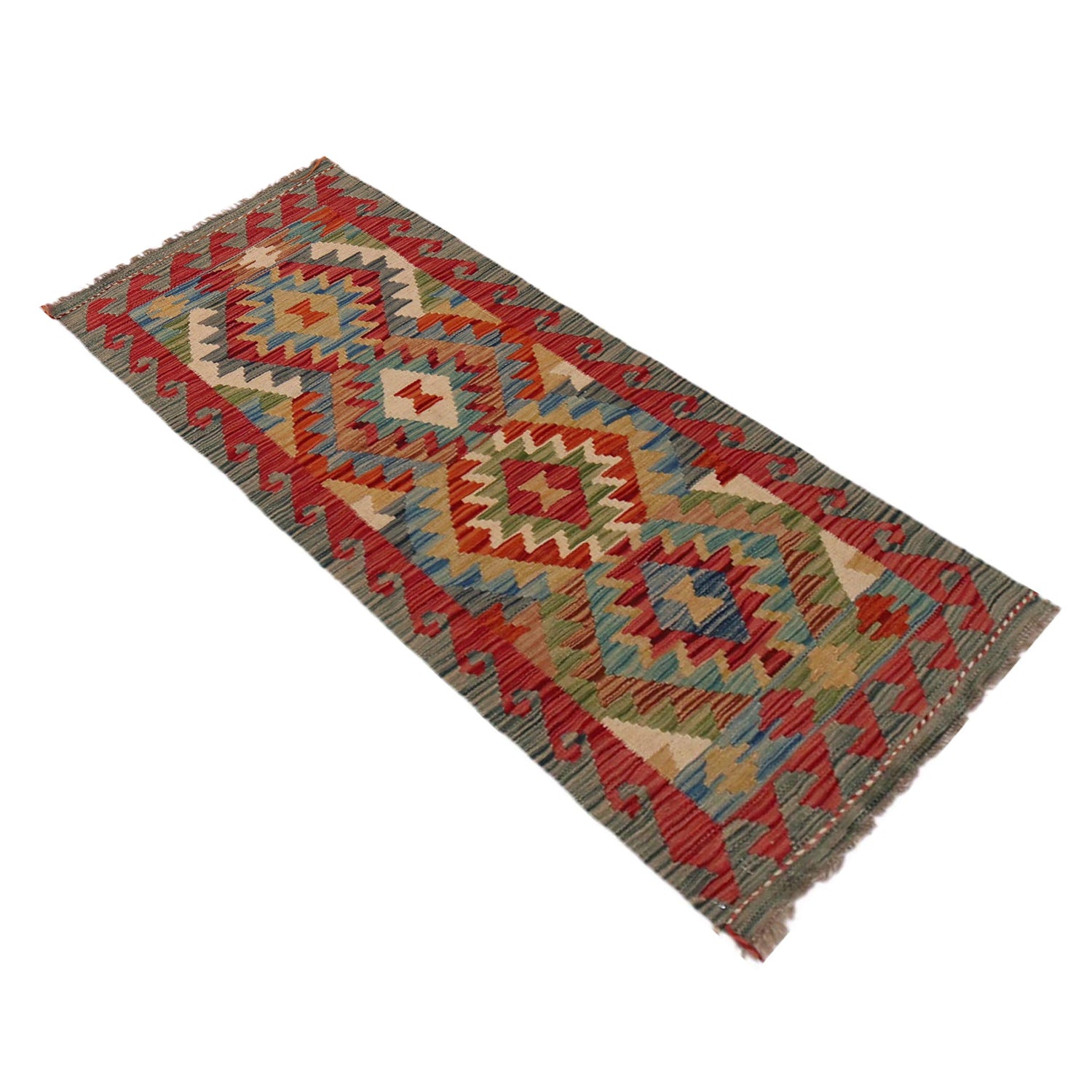 Handmade Vegetable Kelim Runner 1' 8" x 4' 8"  ft / 52 x 143 cm - No. W35951