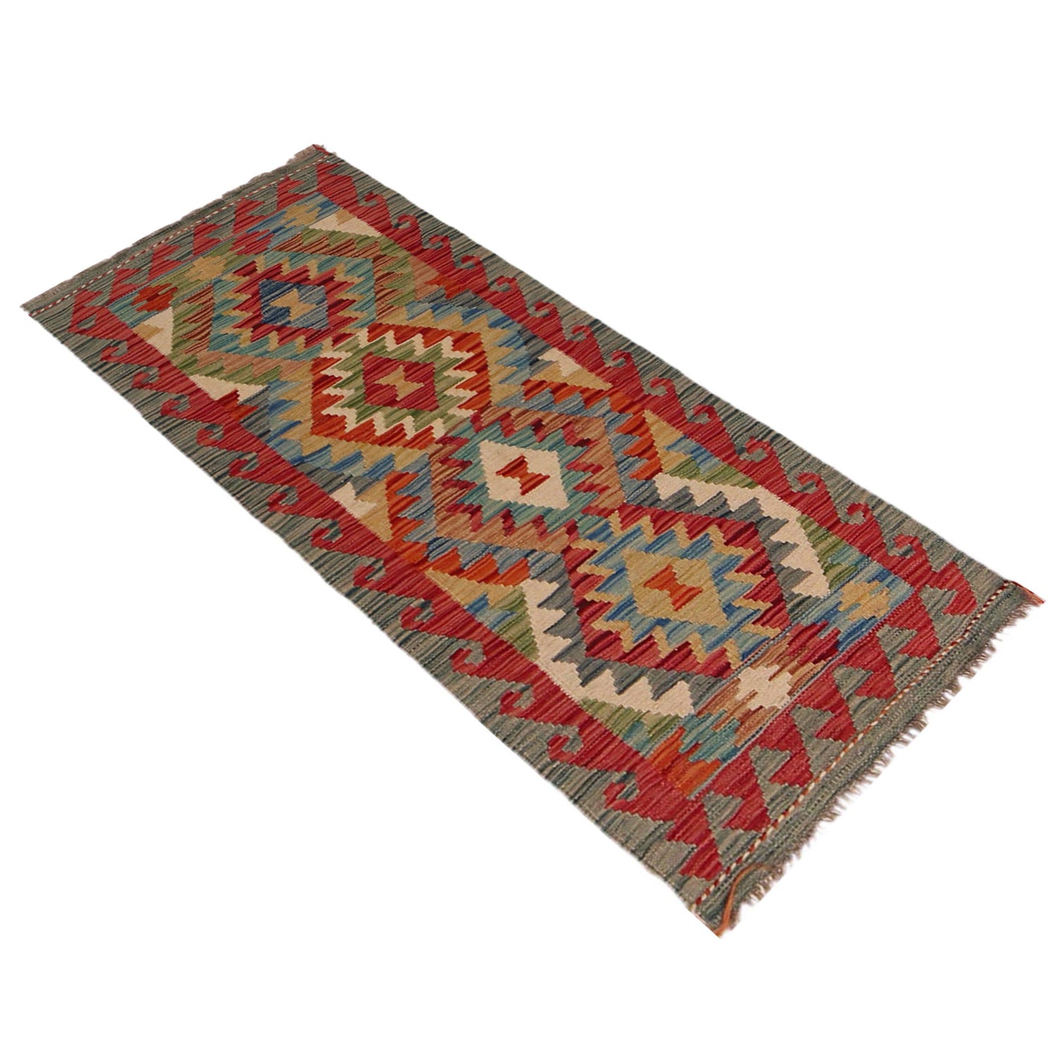 Handmade Vegetable Kelim Runner 1' 8" x 4' 8"  ft / 52 x 143 cm - No. W35951