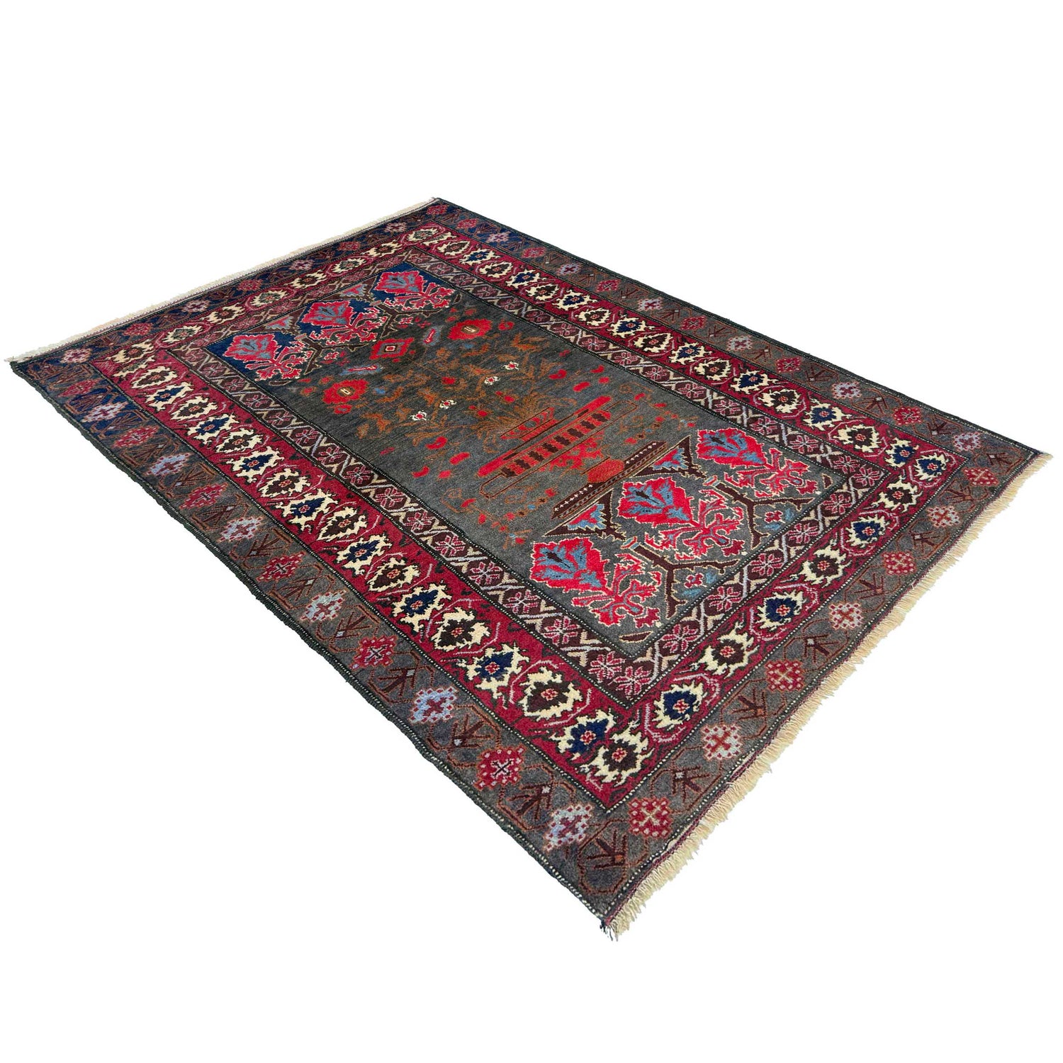 Handmade Baloch Rug 3' 4" x 5' 0" ft / 102 x 153 cm - No. W36338