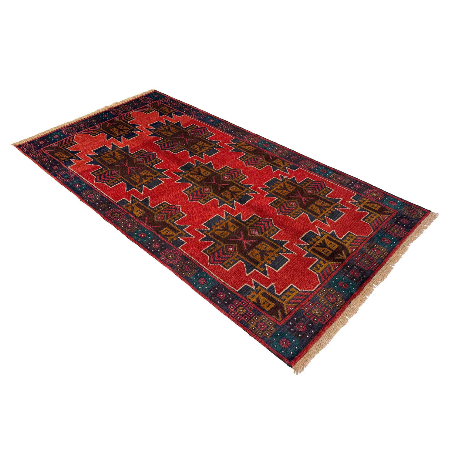 Red Color Baluchi Rug 3' 7" x 6' 6" ft / 108 x 197 cm - No. W36542