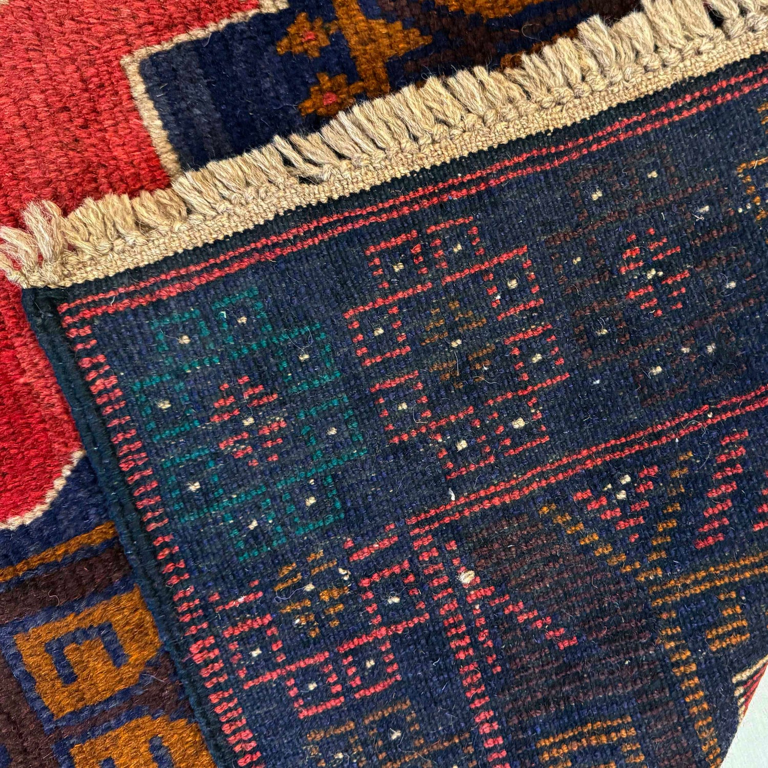 Red Color Baluchi Rug 3' 7" x 6' 6" ft / 108 x 197 cm - No. W36542