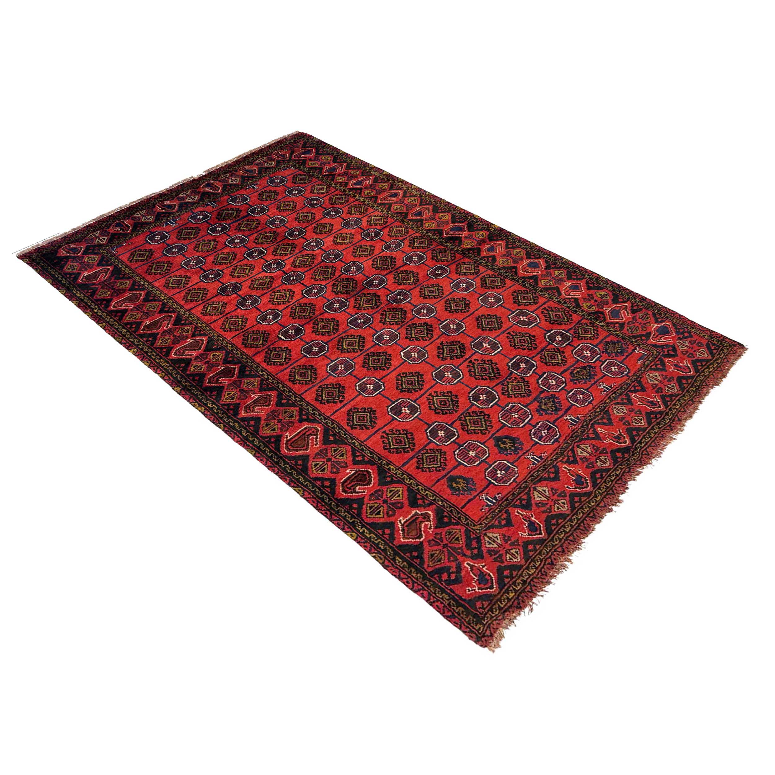 Authentic Baluchi Rug 4x6 Ft – Handwoven Wool Art Red Color. – ALLRUGO