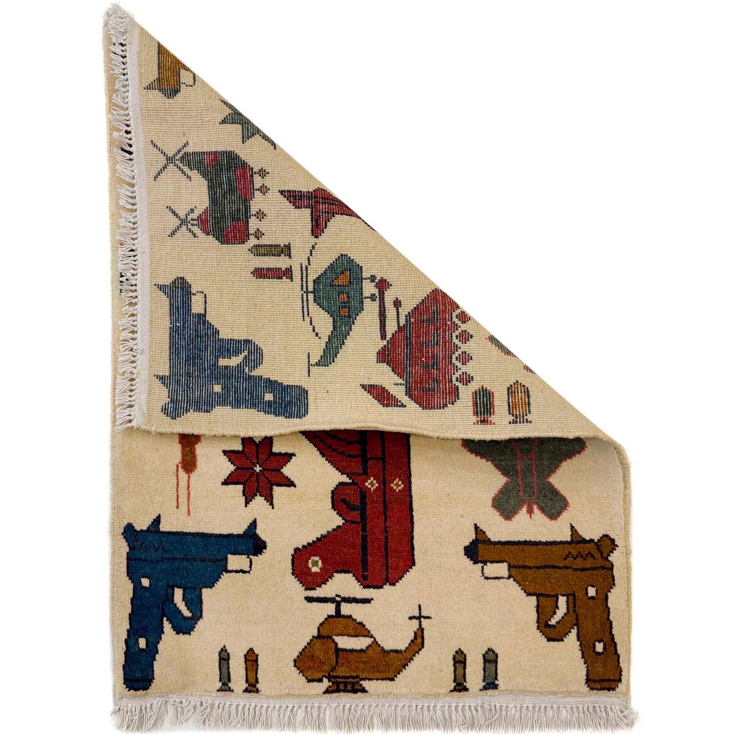 Handcrafted Afghan War Rug 1' 11" x 2' 8" ft / 59 x 82 cm - No. W36572