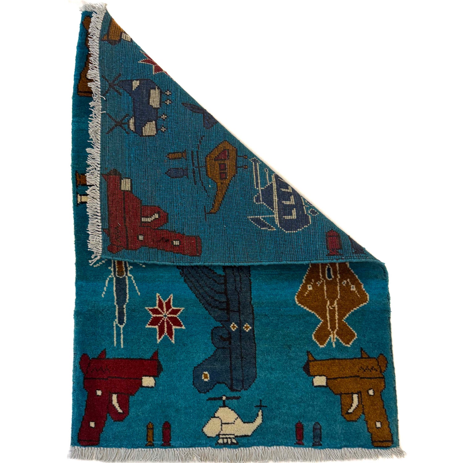 Authentic Afghan War Area Rug 2' 1" x 2' 11" ft / 63 x 90 cm - No. W36606