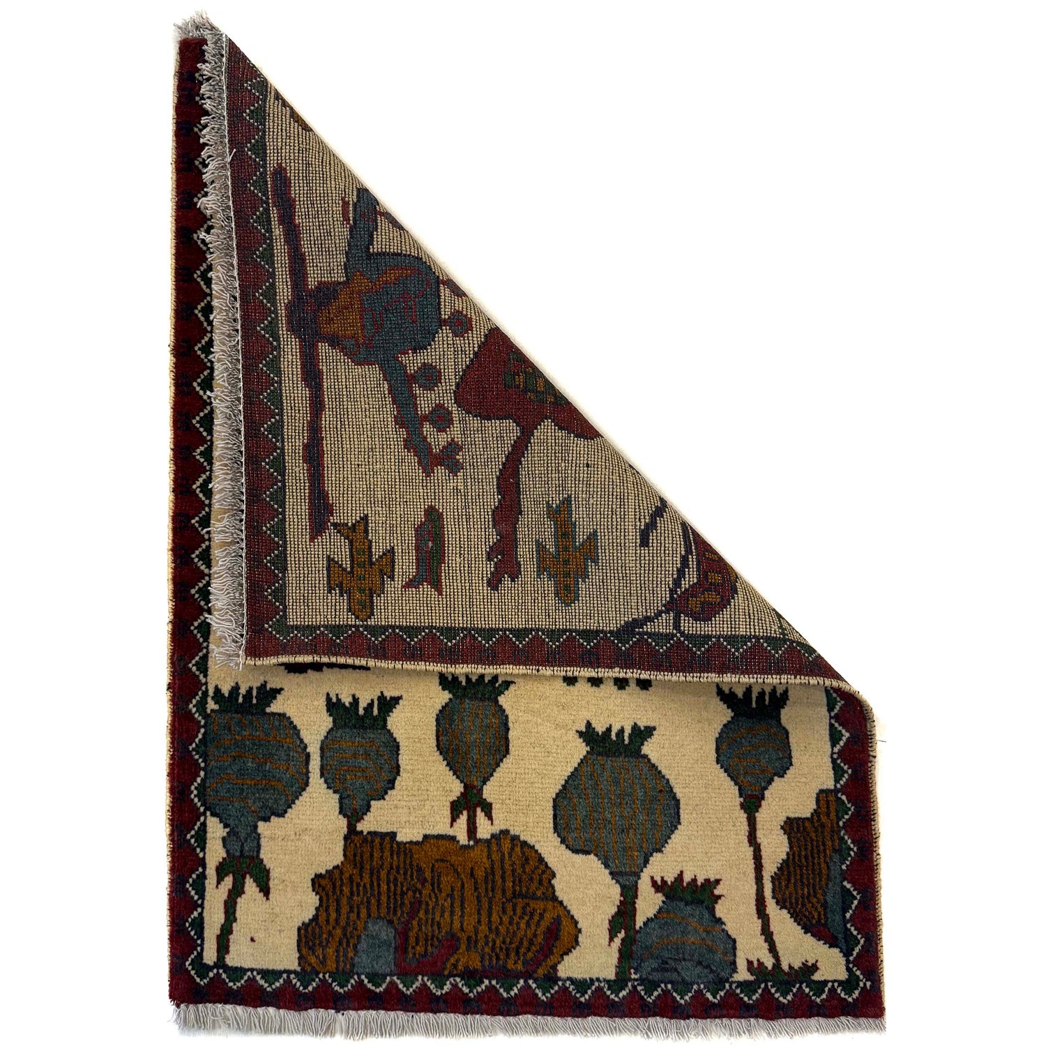 Handmade Afghan War Area Rug 2' 0" x 2' 9" ft / 62 x 83 cm - No. W36608