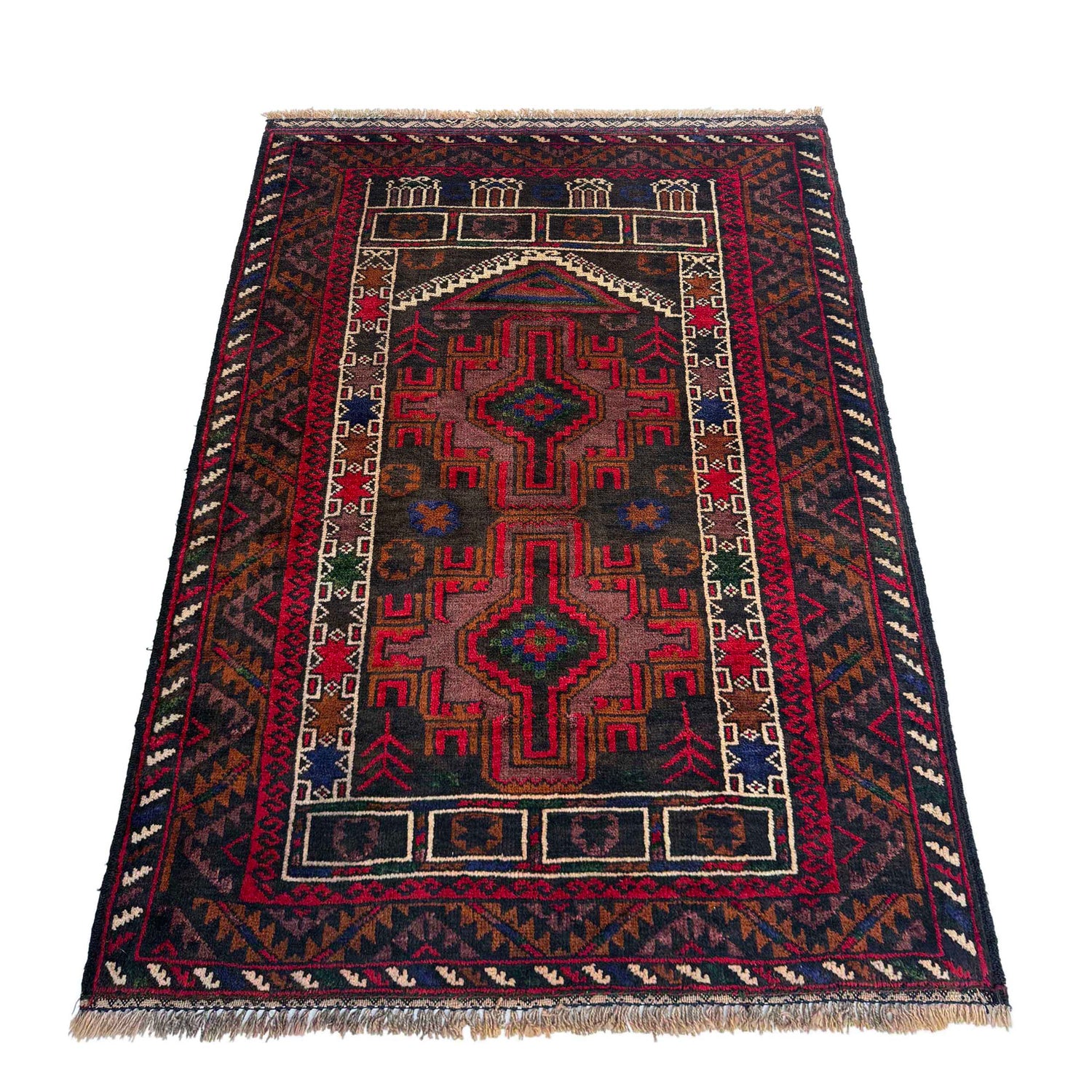 Handmade Prayer Rug 2' 9" x 4' 0" ft / 85 x 123 cm - No. W36702