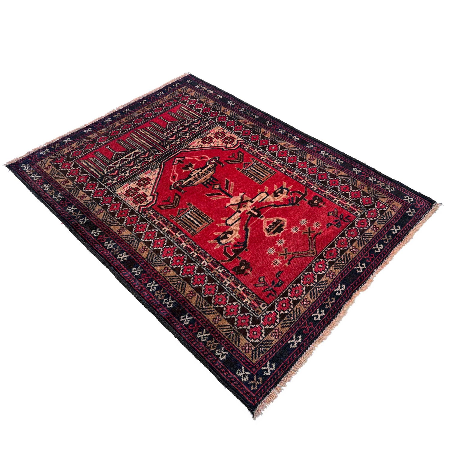 Islamic Prayer Carpet 2' 11" x 4' 3" ft / 90 x 130 cm - No. W36707