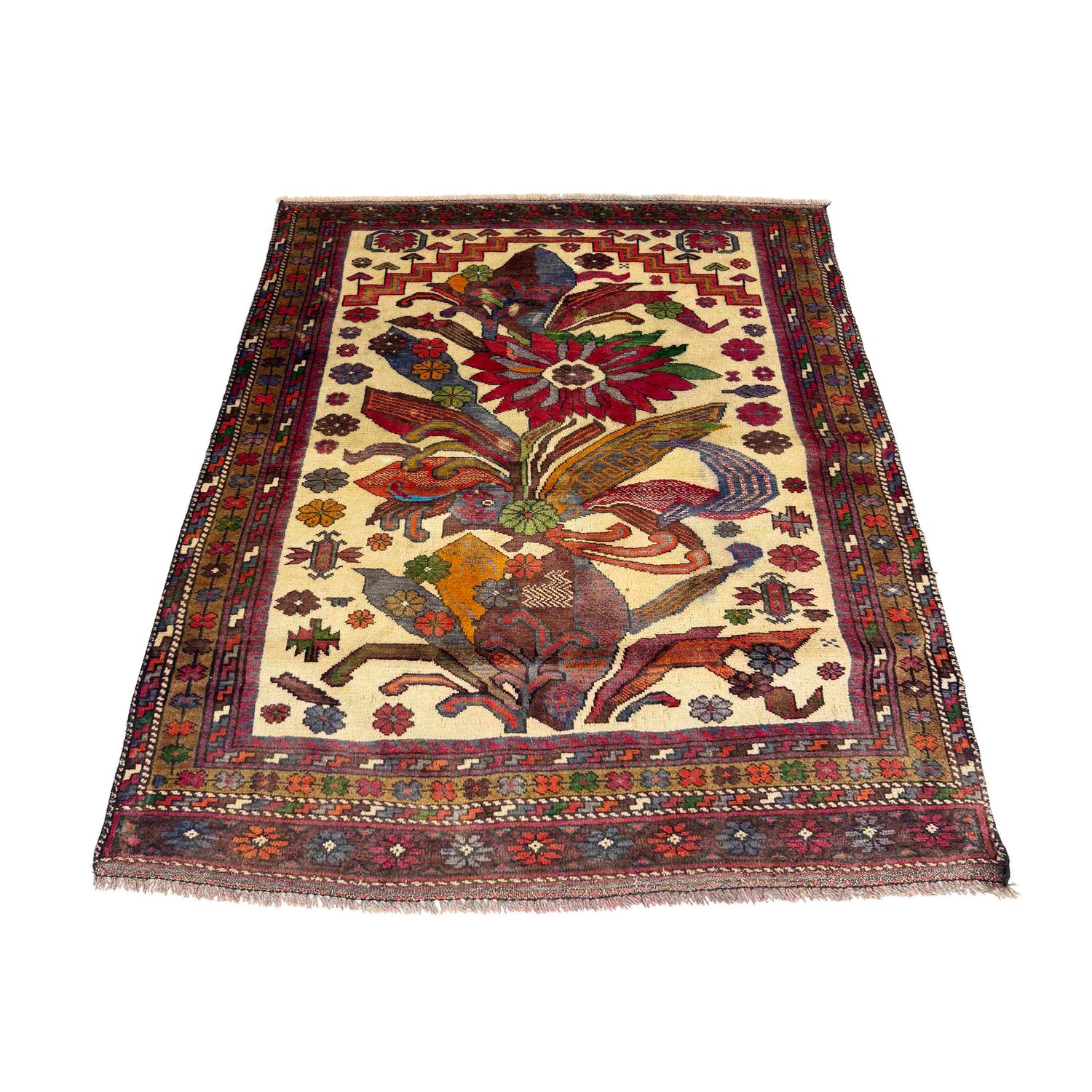 Traditional Baloch Rug 3' 5" x 4' 8" ft / 105 x 141 cm - No. W36721