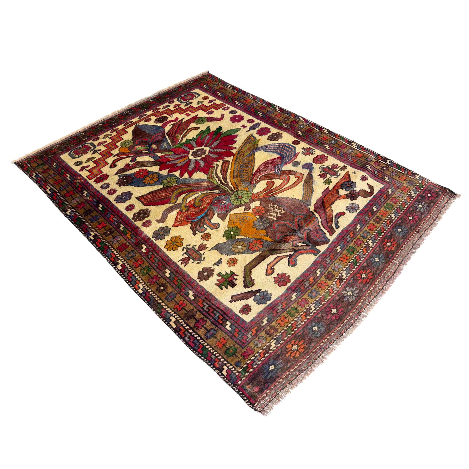 Traditional Baloch Rug 3' 5" x 4' 8" ft / 105 x 141 cm - No. W36721