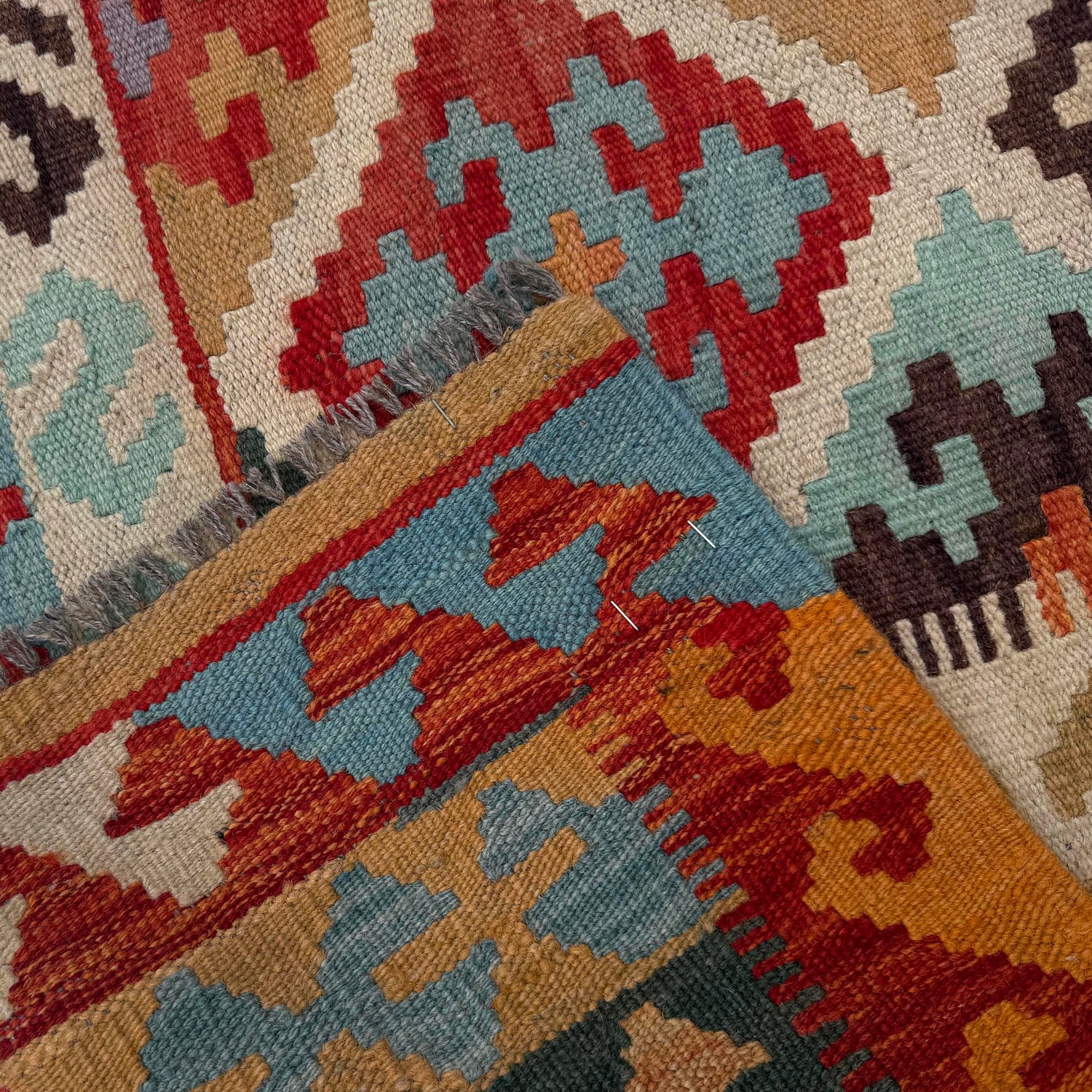 Hand Knotted Afghan Style Kilim 5' 1" x 6' 7" ft / 154 x 200 cm - No. W36768