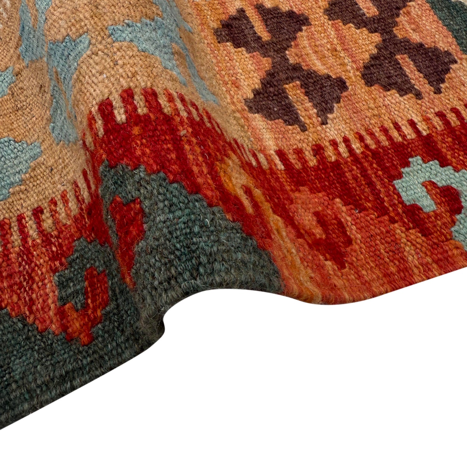 Hand Knotted Afghan Style Kilim 5' 1" x 6' 7" ft / 154 x 200 cm - No. W36768