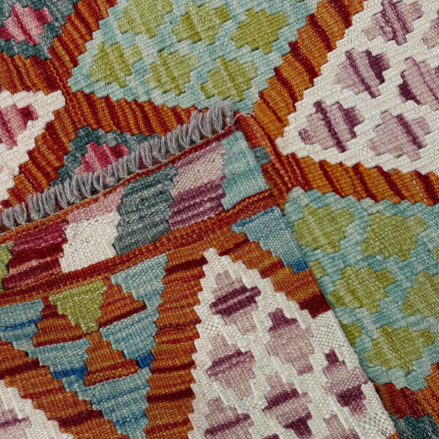 Multi Color ful Flat-Weave Wool Kilim 2' 9" x 4' 0" ft / 83 x 121 cm - No. W36774