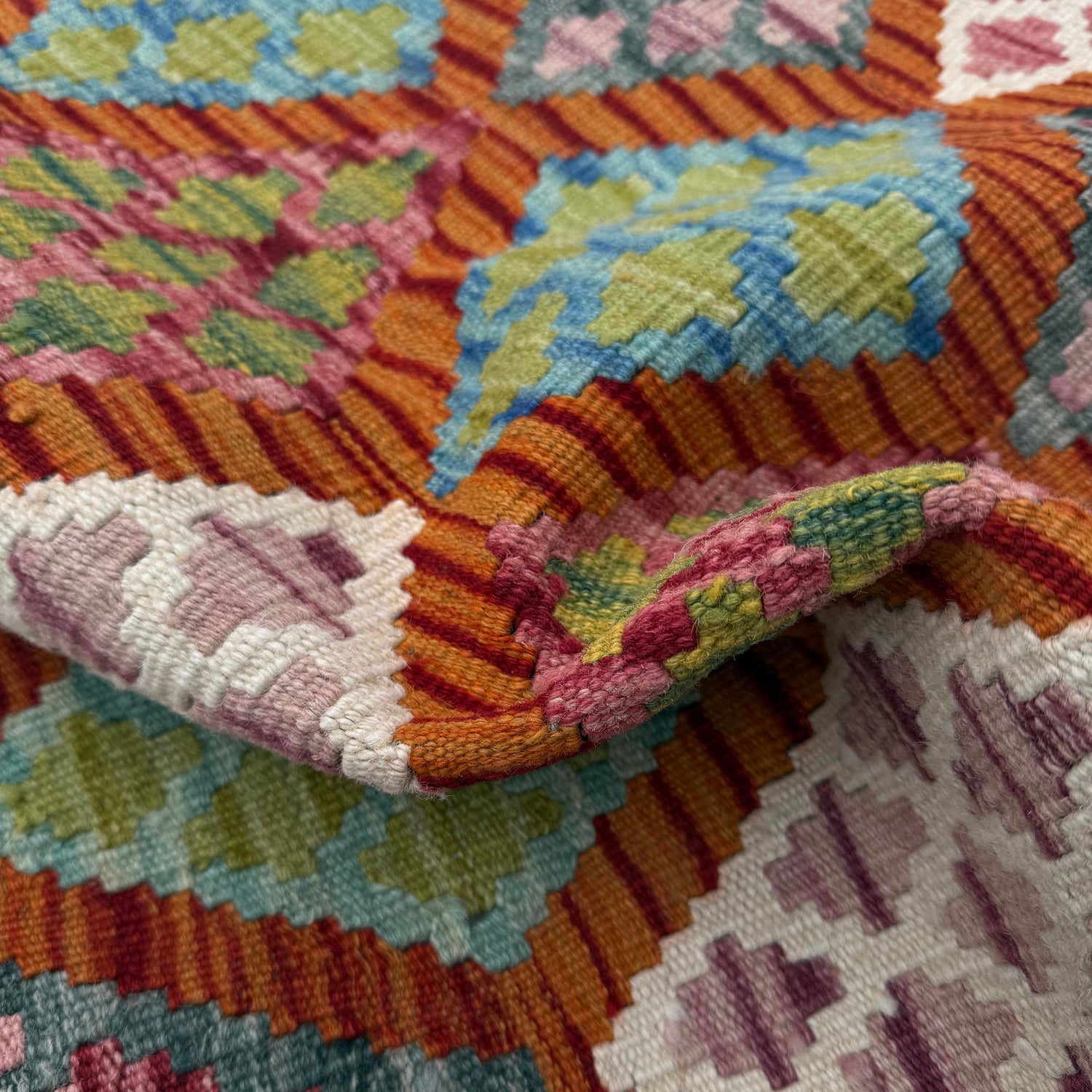 Multi Color ful Flat-Weave Wool Kilim 2' 9" x 4' 0" ft / 83 x 121 cm - No. W36774