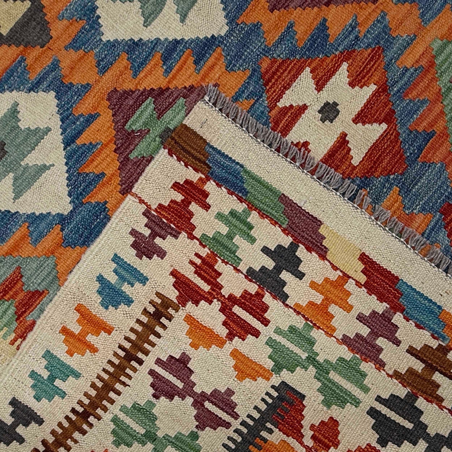 Handmade Turkish Design Wool Kilim 4' 11" x 6' 6" ft / 149 x 197 cm - No. W36820