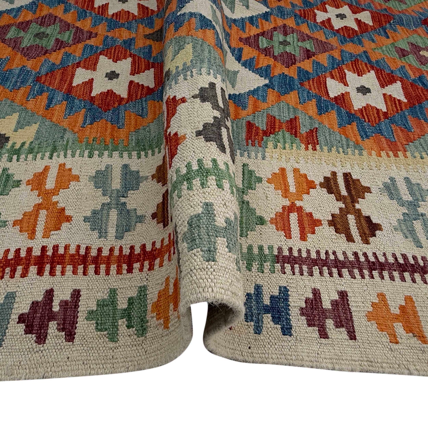 Handmade Turkish Design Wool Kilim 4' 11" x 6' 6" ft / 149 x 197 cm - No. W36820