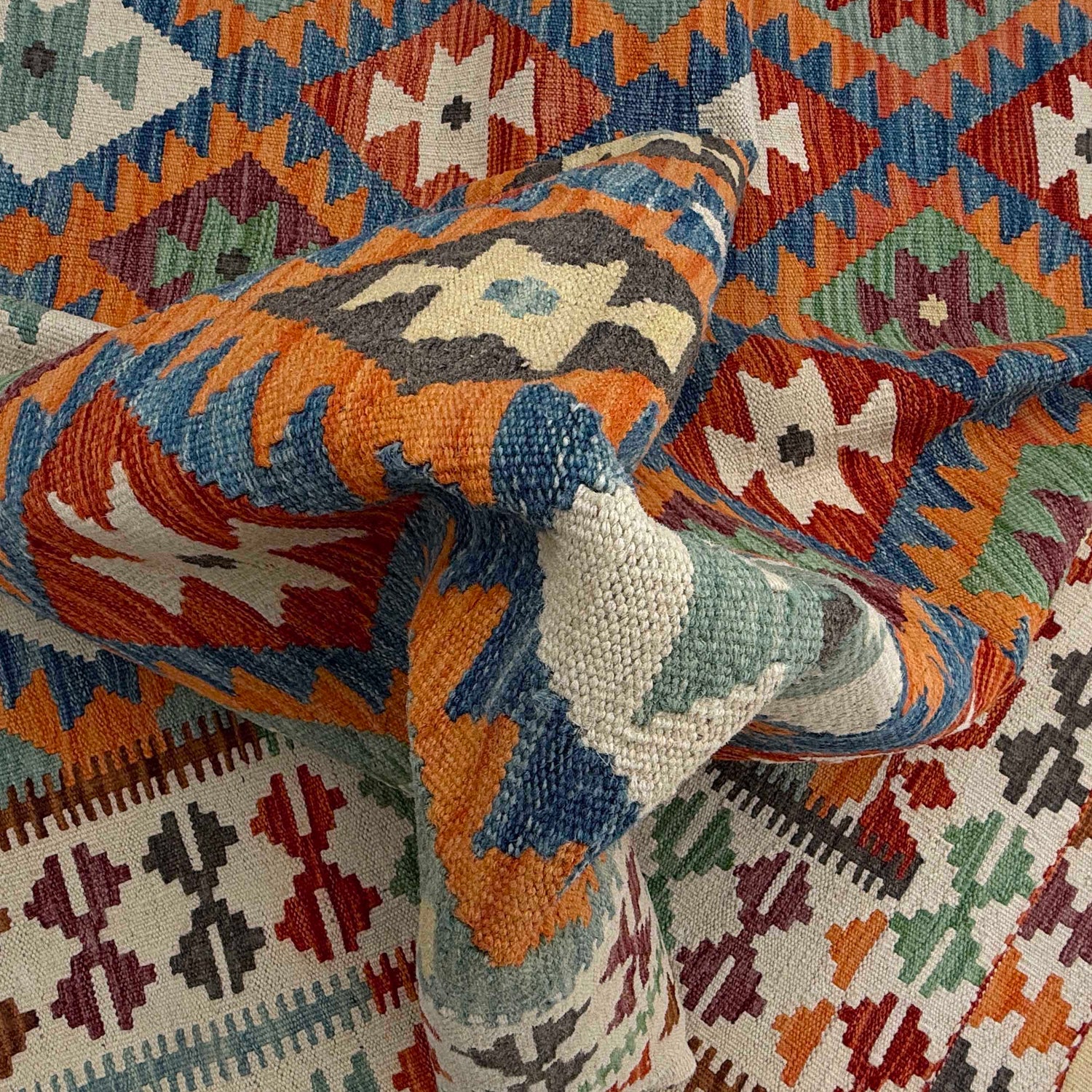 Handmade Turkish Design Wool Kilim 4' 11" x 6' 6" ft / 149 x 197 cm - No. W36820