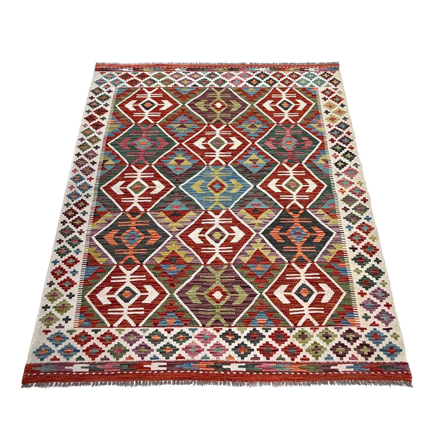 Hand Knotted Flatweave Kilim 4' 11" x 6' 9" ft / 150 x 206 cm - No. W36823
