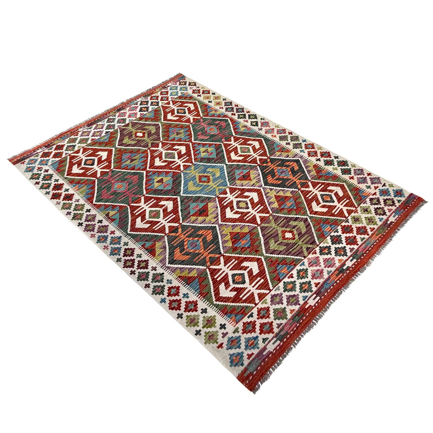 Hand Knotted Flatweave Kilim 4' 11" x 6' 9" ft / 150 x 206 cm - No. W36823