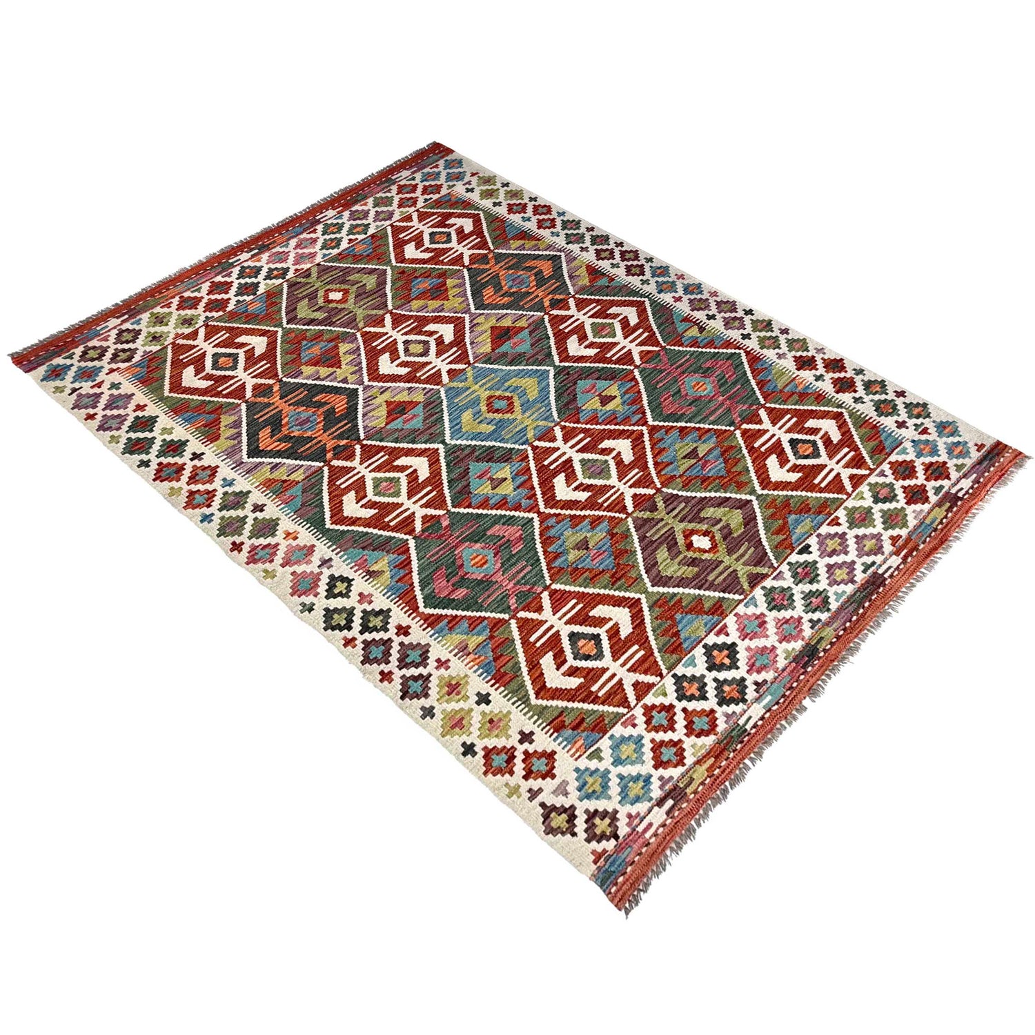 Hand Knotted Flatweave Kilim 4' 11" x 6' 9" ft / 150 x 206 cm - No. W36823