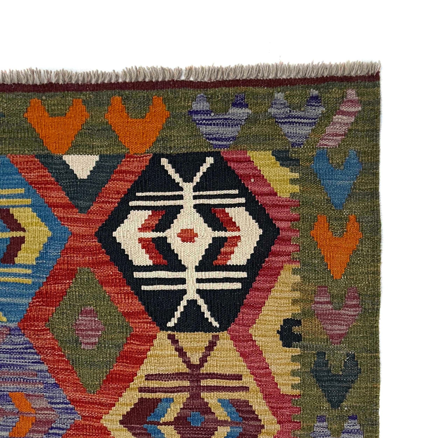 Handmade Afghan Vegetable Kilim 5' 1" x 6' 11" ft / 155 x 210 cm - No. W36824