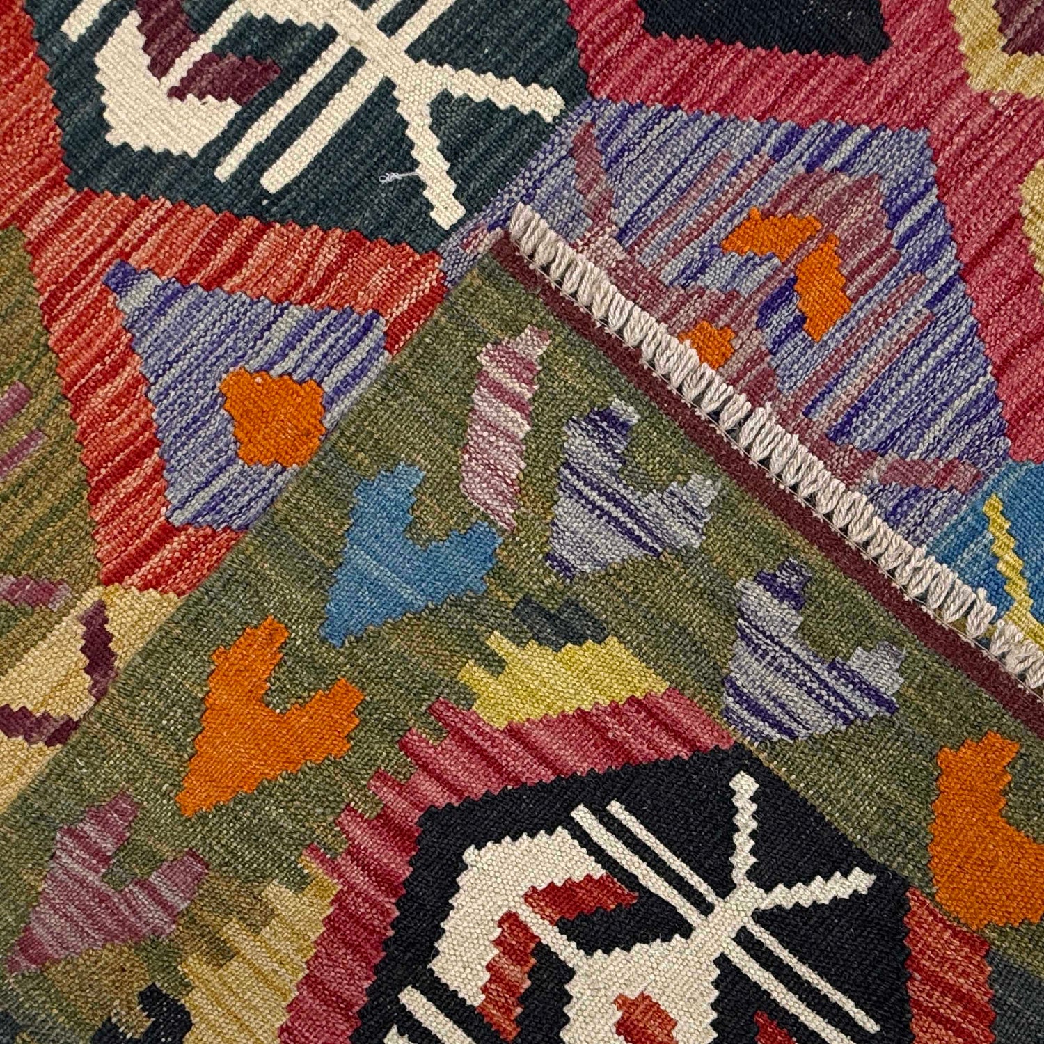 Handmade Afghan Vegetable Kilim 5' 1" x 6' 11" ft / 155 x 210 cm - No. W36824