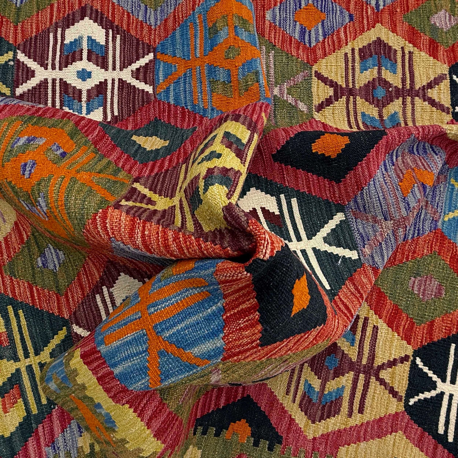 Handmade Afghan Vegetable Kilim 5' 1" x 6' 11" ft / 155 x 210 cm - No. W36824