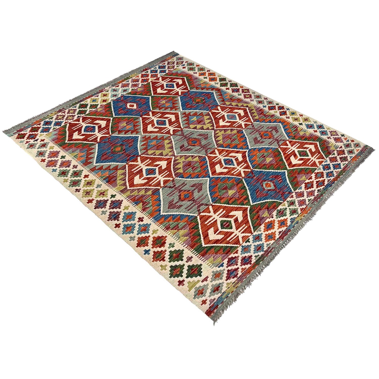 Hand Made Afghan Kilim 4' 10" x 6' 4" ft / 148 x 193 cm - No. W36828