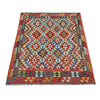 Multi Color ful Flat-Weave Wool Kilim 4' 11" x 6' 4" ft / 150 x 194 cm - No. W36829