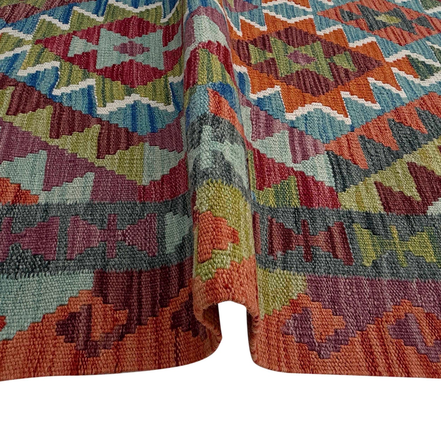 Multi Color ful Flat-Weave Wool Kilim 4' 11" x 6' 4" ft / 150 x 194 cm - No. W36829