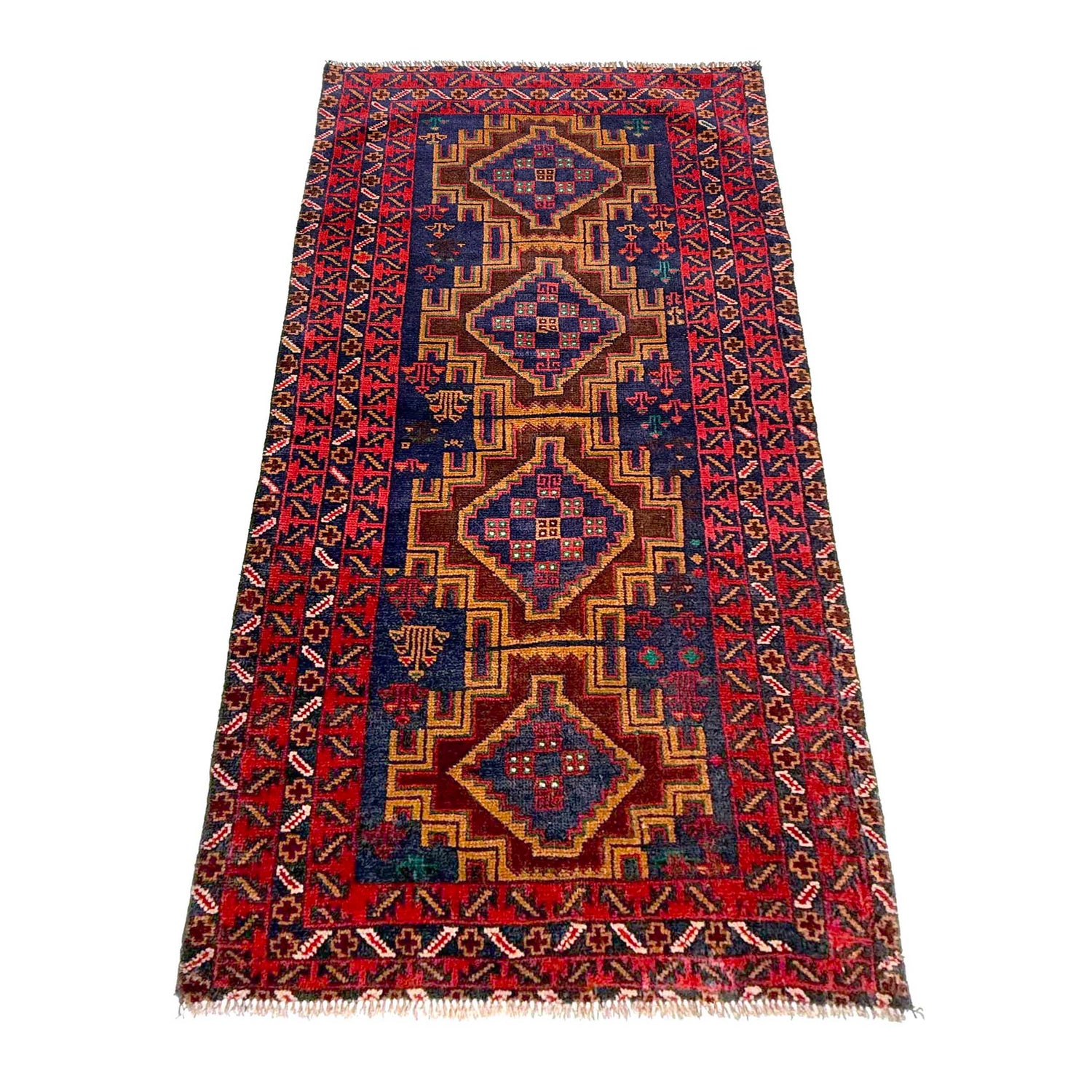 Traditional Handwoven Baluch Runne 2' 9" x 6' 5" ft / 84 x 196 cm - No. W36850