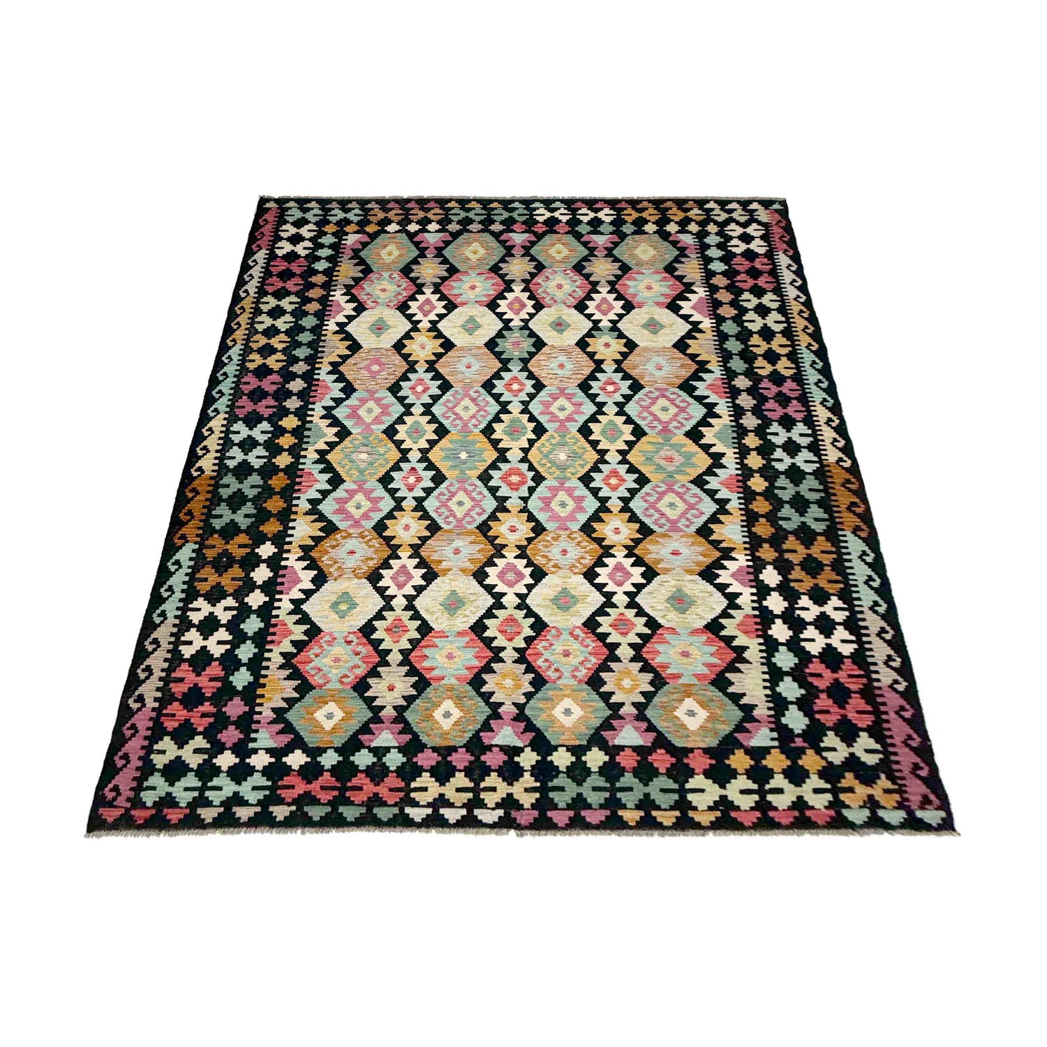 Handmade Turkish Design Wool Kilim 6' 8" x 10' 0" ft / 204 x 305 cm - No. W38069