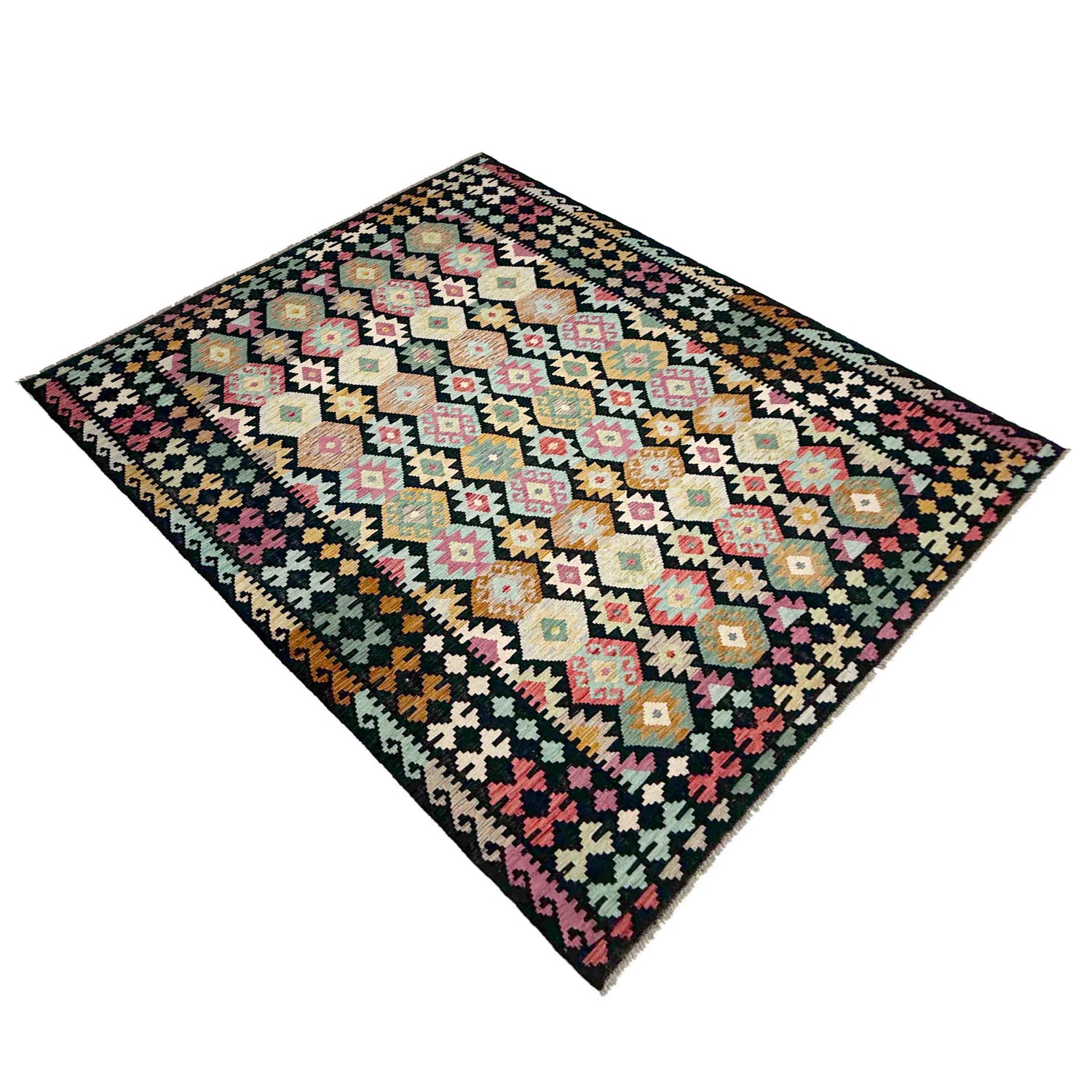 Handmade Turkish Design Wool Kilim 6' 8" x 10' 0" ft / 204 x 305 cm - No. W38069