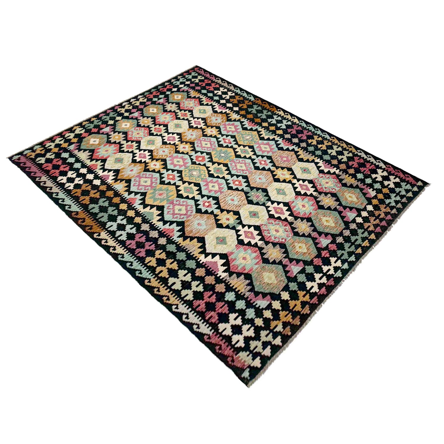 Handmade Turkish Design Wool Kilim 6' 8" x 10' 0" ft / 204 x 305 cm - No. W38069
