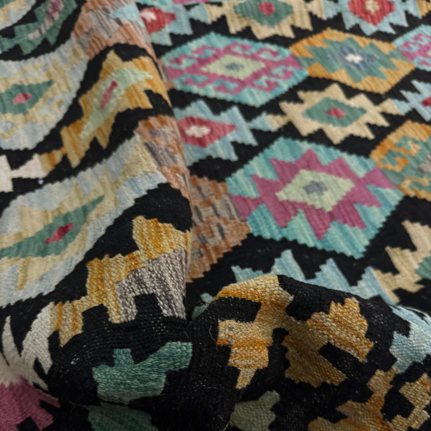 Handmade Turkish Design Wool Kilim 6' 8" x 10' 0" ft / 204 x 305 cm - No. W38069