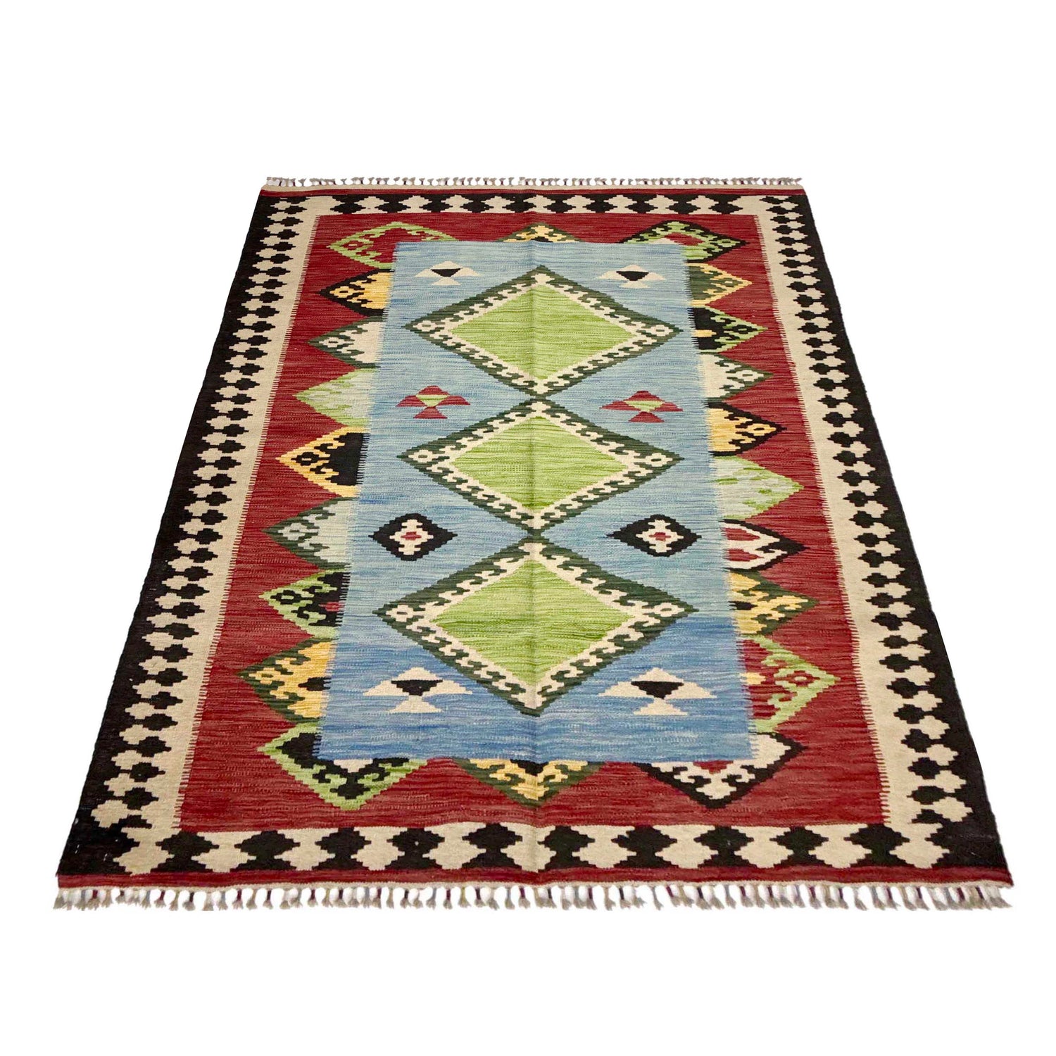 Handmade Turkish Design Wool Kilim 4' 10" x 6' 5" ft / 147 x 196 cm - No. W38074