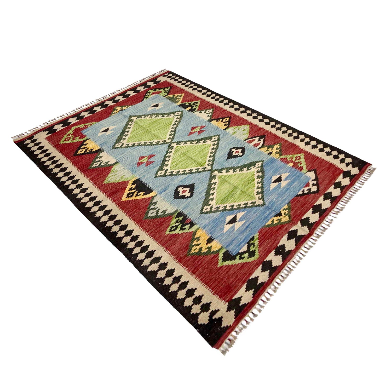 Handmade Turkish Design Wool Kilim 4' 10" x 6' 5" ft / 147 x 196 cm - No. W38074