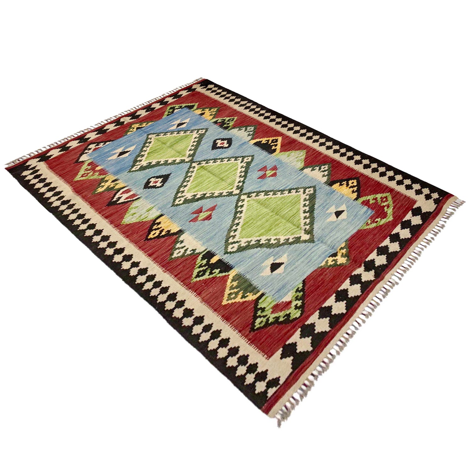 Handmade Turkish Design Wool Kilim 4' 10" x 6' 5" ft / 147 x 196 cm - No. W38074