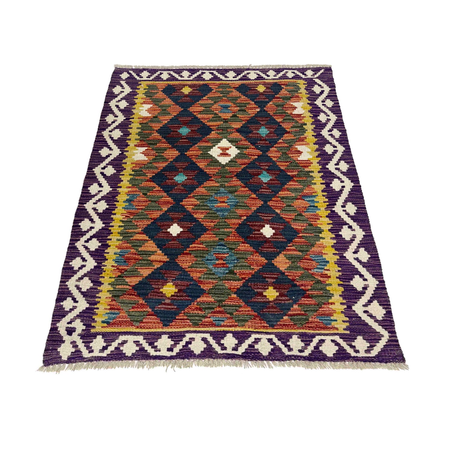 Handmade Turkish Design Wool Kilim 2' 7" x 4' 0" ft / 79 x 123 cm - No. W38090