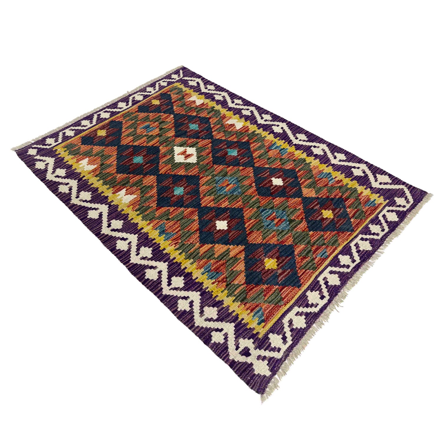Handmade Turkish Design Wool Kilim 2' 7" x 4' 0" ft / 79 x 123 cm - No. W38090