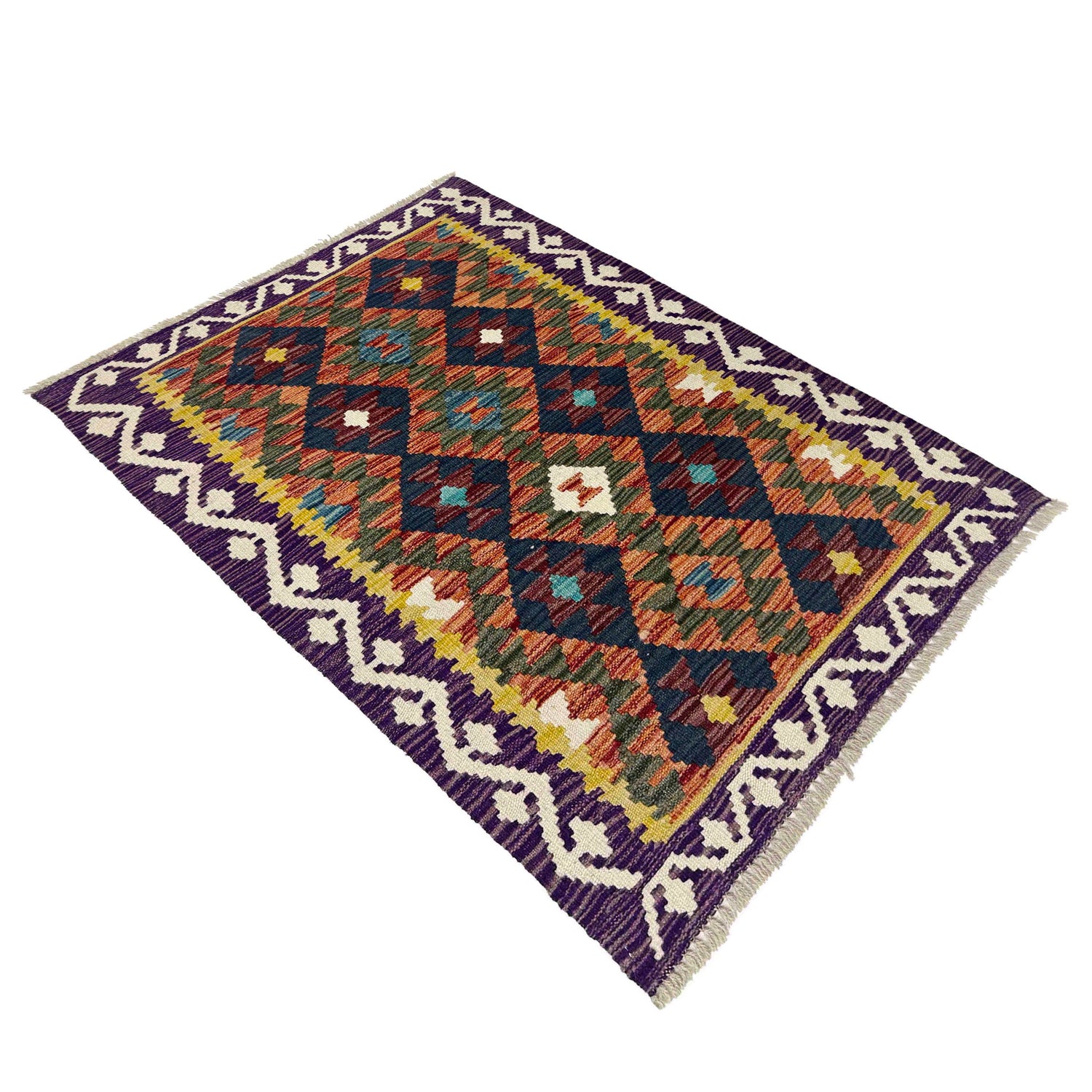 Handmade Turkish Design Wool Kilim 2' 7" x 4' 0" ft / 79 x 123 cm - No. W38090