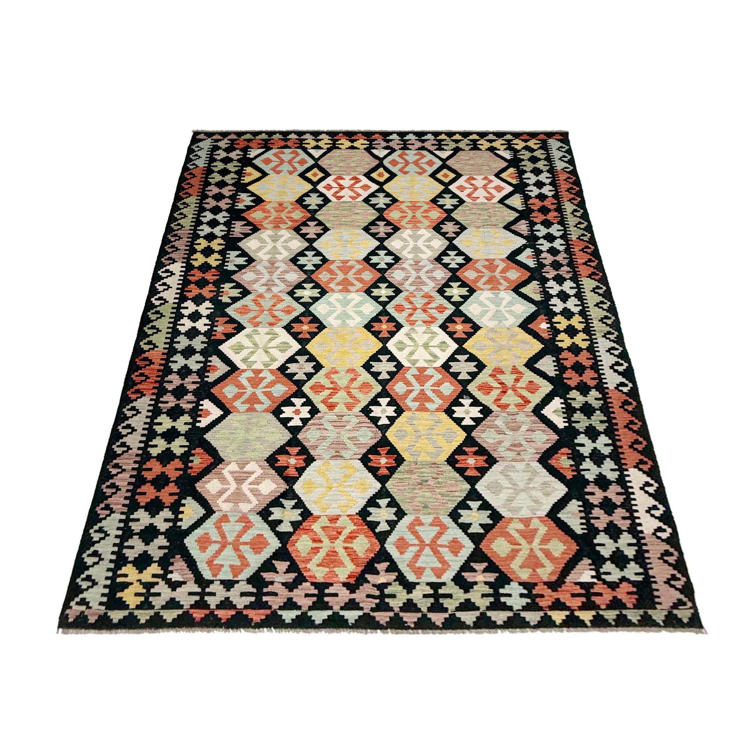 Hand Knotted Flatweave Kilim 6' 4" x 9' 11" ft / 194 x 302 cm - No. W38104