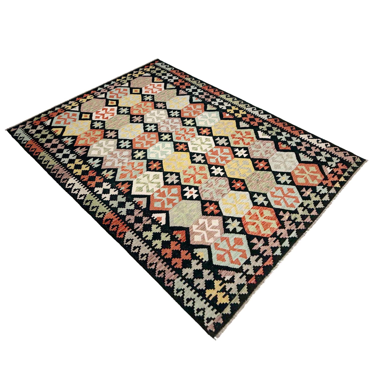 Hand Knotted Flatweave Kilim 6' 4" x 9' 11" ft / 194 x 302 cm - No. W38104