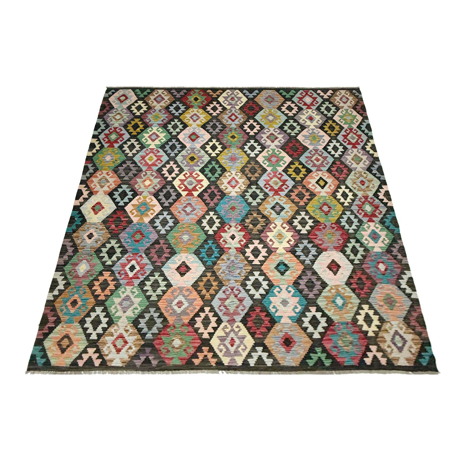Handmade Afghan Vegetable Kilim 6' 8" x 9' 8" ft / 202 x 294 cm - No. W38105