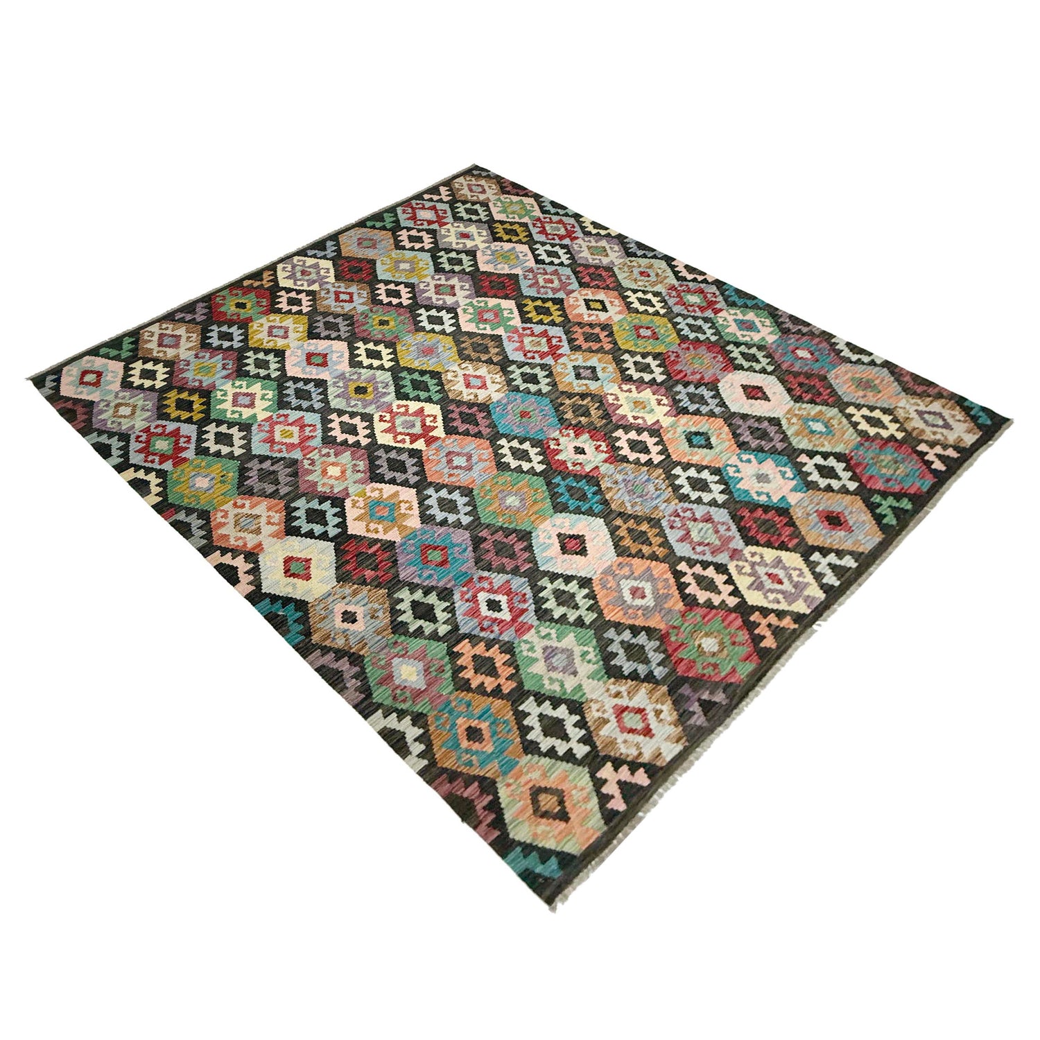 Handmade Afghan Vegetable Kilim 6' 8" x 9' 8" ft / 202 x 294 cm - No. W38105