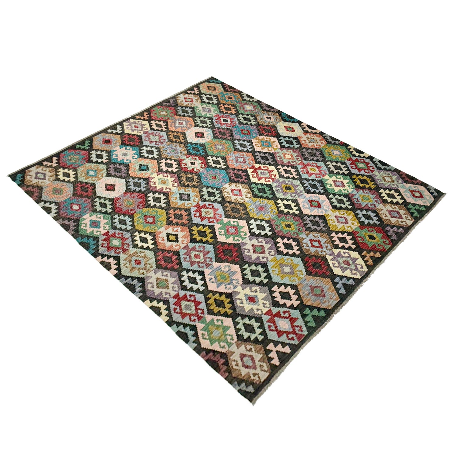Handmade Afghan Vegetable Kilim 6' 8" x 9' 8" ft / 202 x 294 cm - No. W38105