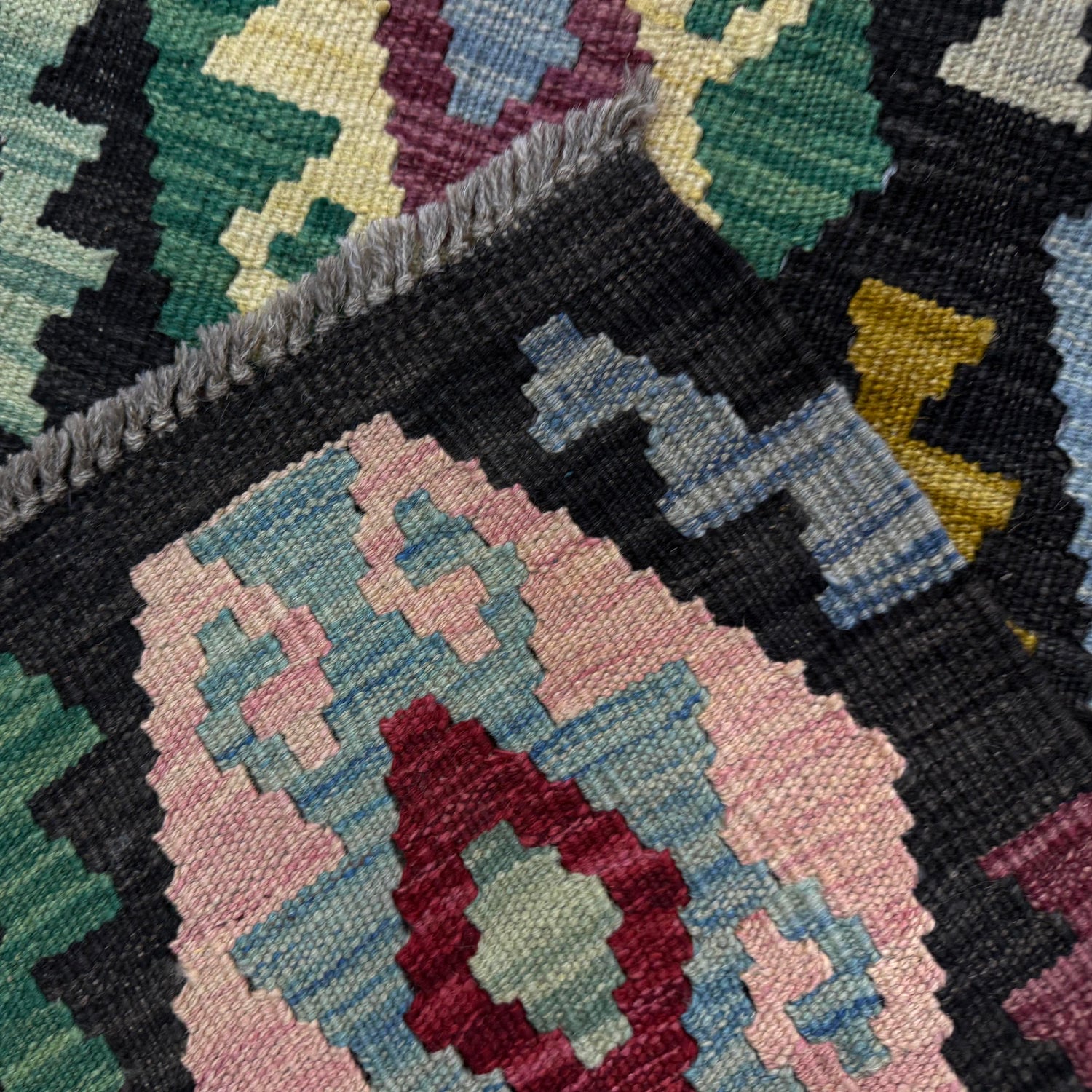 Handmade Afghan Vegetable Kilim 6' 8" x 9' 8" ft / 202 x 294 cm - No. W38105