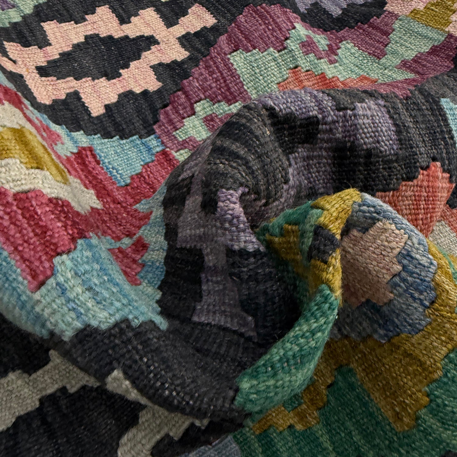 Handmade Afghan Vegetable Kilim 6' 8" x 9' 8" ft / 202 x 294 cm - No. W38105