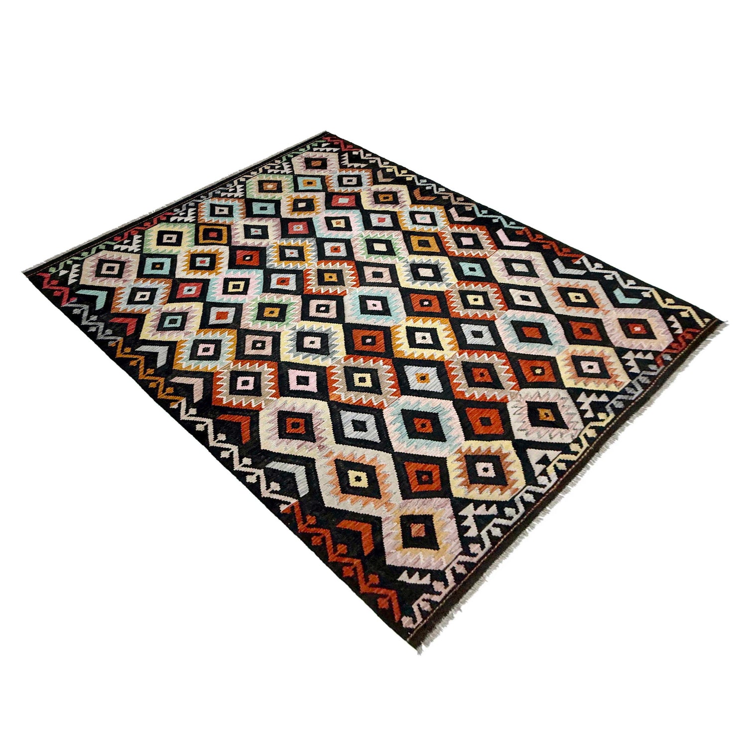 Hand Made Afghan Kilim 6' 4" x 9' 10" ft / 193 x 299 cm - No. W38106